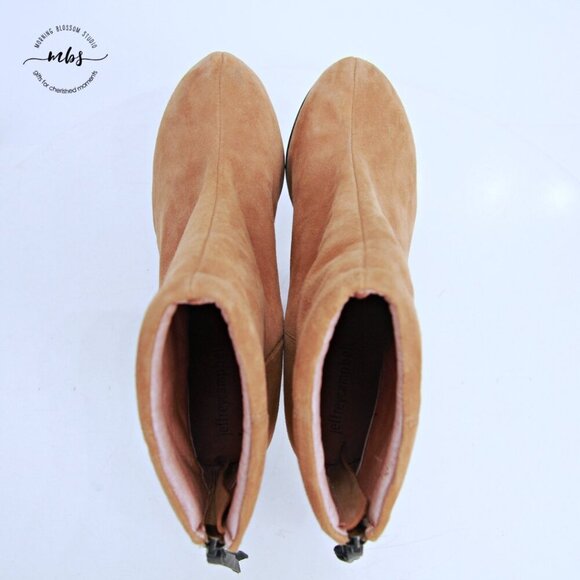Jeffrey Campbell Rumble Suede Block Heeled Booties Tan Women 8 - Picture 7 of 16